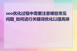 seo优化过程中需要注意哪些常见问题_如何进行关键词优化以提高排名