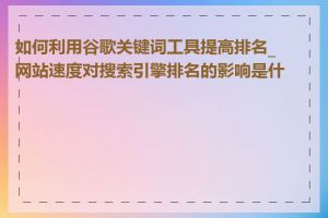 如何利用谷歌关键词工具提高排名_网站速度对搜索引擎排名的影响是什么