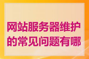 网站服务器维护的常见问题有哪些