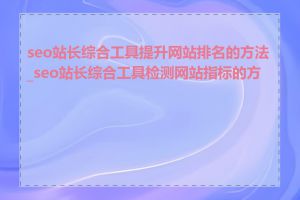 seo站长综合工具提升网站排名的方法_seo站长综合工具检测网站指标的方法