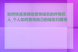如何快速准确地查询域名的所有权人_个人如何查询自己的域名归属情况