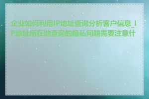 企业如何利用IP地址查询分析客户信息_IP地址所在地查询的隐私问题需要注意什么
