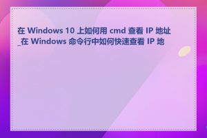 在 Windows 10 上如何用 cmd 查看 IP 地址_在 Windows 命令行中如何快速查看 IP 地址