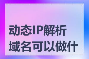 动态IP解析域名可以做什么