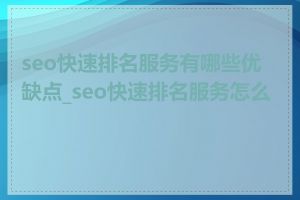 seo快速排名服务有哪些优缺点_seo快速排名服务怎么做