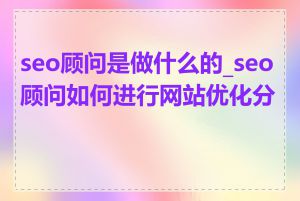 seo顾问是做什么的_seo顾问如何进行网站优化分析