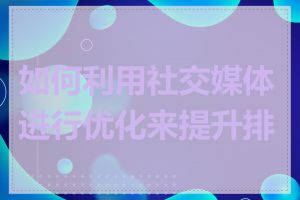 如何利用社交媒体进行优化来提升排名