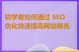 初学者如何通过 SEO 优化快速提高网站曝光度