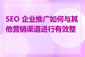 SEO 企业推广如何与其他营销渠道进行有效整合