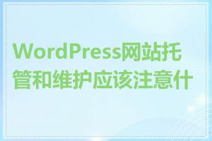WordPress网站托管和维护应该注意什么