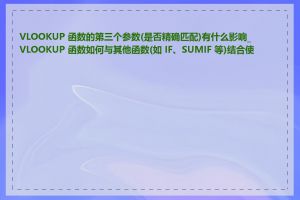 VLOOKUP 函数的第三个参数(是否精确匹配)有什么影响_VLOOKUP 函数如何与其他函数(如 IF、SUMIF 等)结合使用