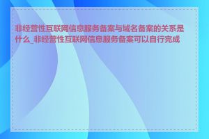 非经营性互联网信息服务备案与域名备案的关系是什么_非经营性互联网信息服务备案可以自行完成吗