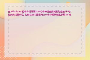 在 Windows 的命令行界面(cmd)中快速查找域名对应的 IP 地址的方法是什么_如何在命令提示符(cmd)中解析域名获取 IP 地址