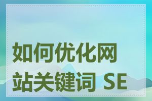 如何优化网站关键词 SEO
