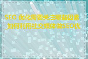 SEO 优化需要关注哪些因素_如何利用社交媒体做SEO优化