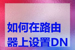 如何在路由器上设置DNS