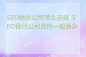 SEO优化公司怎么选择_SEO优化公司费用一般是多少