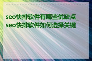 seo快排软件有哪些优缺点_seo快排软件如何选择关键词
