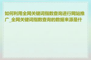 如何利用全网关键词指数查询进行网站推广_全网关键词指数查询的数据来源是什么
