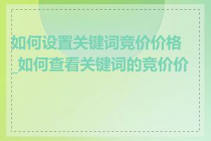 如何设置关键词竞价价格_如何查看关键词的竞价价格