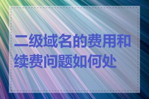 二级域名的费用和续费问题如何处理
