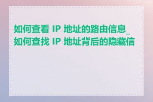 如何查看 IP 地址的路由信息_如何查找 IP 地址背后的隐藏信息