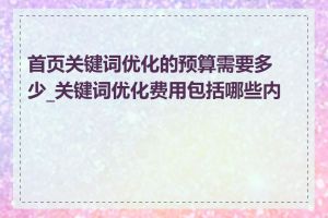首页关键词优化的预算需要多少_关键词优化费用包括哪些内容