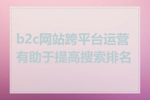 b2c网站跨平台运营有助于提高搜索排名吗