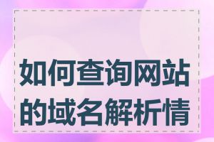 如何查询网站的域名解析情况