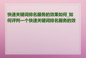 快速关键词排名服务的效果如何_如何评判一个快速关键词排名服务的效果