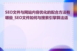 SEO文件与网站内容优化的配合方法有哪些_SEO文件如何与搜索引擎算法适配