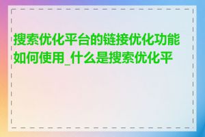 搜索优化平台的链接优化功能如何使用_什么是搜索优化平台