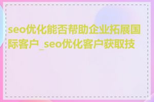 seo优化能否帮助企业拓展国际客户_seo优化客户获取技巧