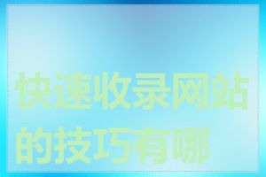 快速收录网站的技巧有哪些