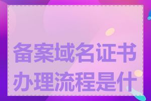 备案域名证书办理流程是什么