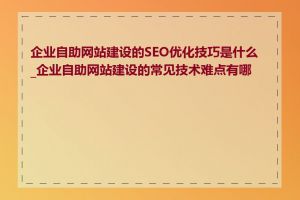 企业自助网站建设的SEO优化技巧是什么_企业自助网站建设的常见技术难点有哪些