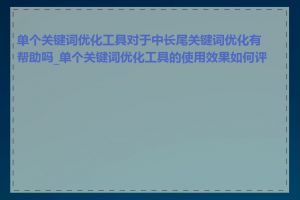 单个关键词优化工具对于中长尾关键词优化有帮助吗_单个关键词优化工具的使用效果如何评估