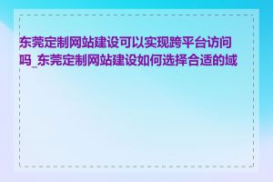 东莞定制网站建设可以实现跨平台访问吗_东莞定制网站建设如何选择合适的域名