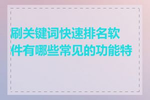 刷关键词快速排名软件有哪些常见的功能特点