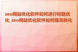 seo网站优化软件如何进行标题优化_seo网站优化软件如何提高转化率
