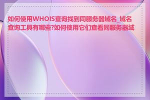 如何使用WHOIS查询找到同服务器域名_域名查询工具有哪些?如何使用它们查看同服务器域名