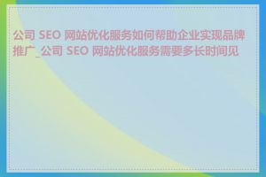 公司 SEO 网站优化服务如何帮助企业实现品牌推广_公司 SEO 网站优化服务需要多长时间见效