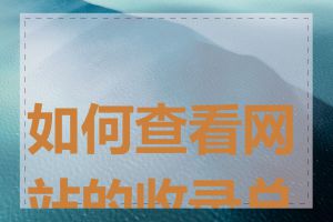 如何查看网站的收录总量