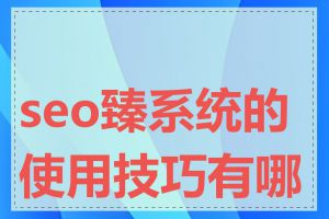 seo臻系统的使用技巧有哪些