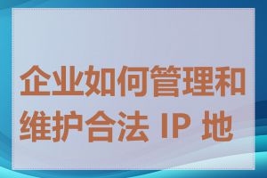 企业如何管理和维护合法 IP 地址