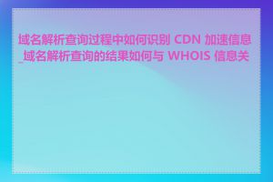 域名解析查询过程中如何识别 CDN 加速信息_域名解析查询的结果如何与 WHOIS 信息关联