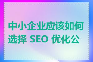 中小企业应该如何选择 SEO 优化公司