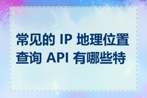 常见的 IP 地理位置查询 API 有哪些特点