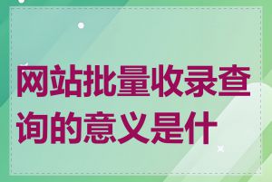 网站批量收录查询的意义是什么