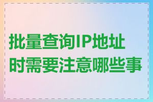 批量查询IP地址时需要注意哪些事项